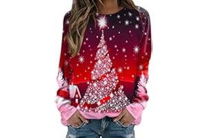 NHAINEL Weihnachtspullover Damen Sweatshirt Rundhals Weihnachtspulli Pullover Elegant Langarm Weihnachten Pullover Damen Weihnachts Pullis Casual Christmas Sweat Oberteile Tops FüR Frauen Teenager MäDchen