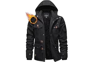 KEFITEVD Hommes Chaud Polaire Hoodies Veste 5 Poches Hiver Épais Cargo Veste Thermique À Capuche Manteau