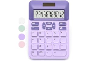 QPENGUINBABIES Calcolatrice viola, calcolatrice da ufficio di base con display LCD a 12 cifre, forniture per ufficio viola, calcolatrice carina per ufficio, casa, scuola, negozio