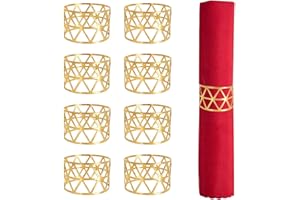 XIMEY Anelli di Tovagliolo in Metallo, 8 Pcs Portatovaglioli da Tavola Rotondi Cavo, Ferma Tovaglioli Oro Retrò per Feste di Natale, Matrimoni, Festival, Compleanni, Anniversari, Decorazioni da Tavola