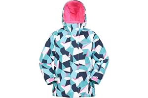 Mountain Warehouse Snowdrop Printed Kids Ski Jacket - Waterproof, Integrated Snowskirt, Detachable Hood, Adjustable Cuffs -Best for Snowboarding, Winter Sports
