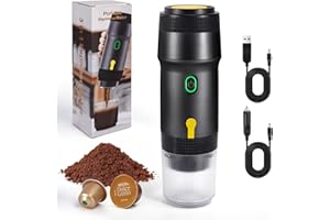 LAMA Machine à expresso électrique à capsules - Mini machine à café portable - Compatible avec capsules de café/poudre, Chauffage instantané pour voiture et extérieur - Noir