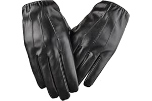 BDSHUNBF Męskie skórzane rękawiczki - czarne zimowe termiczne rękawiczki do ekranu dotykowego dla mężczyzn - ciepłe i stylowe męskie skórzane rękawiczki - skórzane rękawiczki na zimną pogodę do jazdy