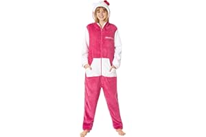 Hello Kitty Sanrio Pijama Entero Niña y Adolescente con Capucha, Pijama Una Pieza, Polar Ropa de Dormir, Regalos de Anime