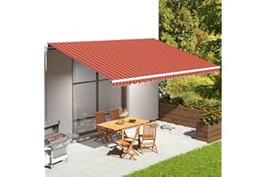 puraday Markisen Ersatzstoff 6x3,5 m Markisenbespannung Orange und Braun Markiesenstoff Wasserdicht Polyester mit PU-Beschichtung
