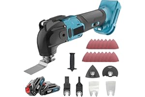 PSOGPONE Cordless Oscillating Tool for Makita 18V Battery, Brushless Oscillating Multi Tool with 2PCS 3.0Ah Battery, 6 Variable Speed, 4° Oscillation Angle for Cutting Sanding Scraping, 23Pcs Accessories