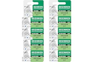 Seizaiken Seiko 317 SR516SW - Batería de reloj de óxido de plata (1,55 V, 0 % Hg, 10 baterías), fabricada en Japón