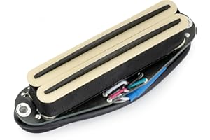 Musiclily Pro ST-DPMC Ceramic Dual Single Coil Sized Humbucker Pickup 9.2K for Strat Style Electric Guitar, Cream Body Black Rail