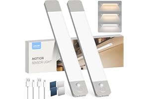 LROLTEF Luce LED Sottopensile Cucina 30CM 2200mAh 3 Temperature di Colore Luci con Sensore di Spostamento Sensore Movimento Armadio Lampada Dimmerabile per Cucina Scale Soggiorno Camere da Letto 2P