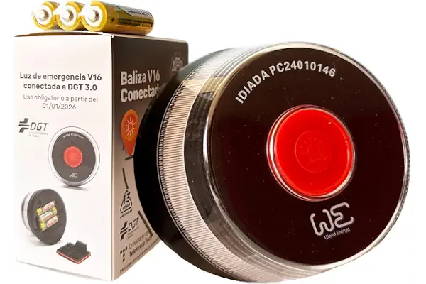 Luz Emergencia Coche DGT 3.0 (Obligatoria) Homologado DGT con Geolocalización | Baliza V16 Conectada [Datos incluidos hasta 2038] Luz avería Coche con GPS y Base Imantada - 1 Unidad