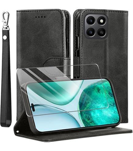 RankOne Custodia Portafoglio In Pelle Con Motivo Rosa Per HONOR Magic5 Lite 5G - Flip Case Con Porta Carte E Supporto - Oro Rosa