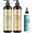 MagiForet Argan Oil Shampoo + Conditioner + Hair Treatment Set (2 x 500 ml + 200 ml) - Organic Sulfate Free, Paraben Free Gentle on Curly & Color Treated Hair, For Men & Women