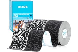 ‎OK TAPE OK TAPE Pro Kinesiologie Tape (5cm x 5m) Wasserfestes Hautfreundliche elastisches Kinesiotape für Knieschmerzen, Ellenbogen und Schulter (2 Rollen,Schwarz+Schwarz Weiß)