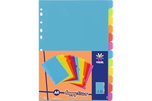 Viquel - Lot de 12 intercalaires en plastique - Format A4 (21x29,7cm) - Pour classeur A4 - Coloris fluo