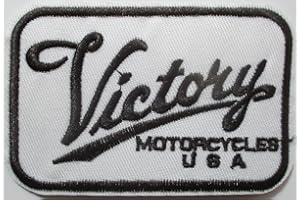 hotrodspirit - Parche Victory Motorcycle Rect Blanco 9 x 6 cm, parche termoadhesivo para garaje