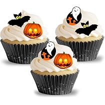 thumbnail image 2 of 12 Precut Edible Halloween Ghost Wafer/Rice Paper Cake Cupcake Toppers – Made In UK 2 of 6