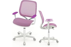 COSTWAY Sedia da Scrivania per Bambini, Sedia Girevole per Computer con Altezza Regolabile, Ruote con Freno, Braccioli Morbidi, Mobile Ergonomica per Bambini 6-15 Anni (Viola)