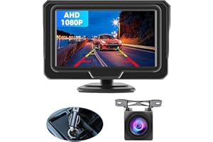 JANSITE 【AHD amélioré】 AHD 1080P Kit de Caméra de Recul pour Voiture avec écran LCD 4,3" pour Camionnettes, Super Vision Nocturne IP68 étanche Installation Facile DIY Guide de recul