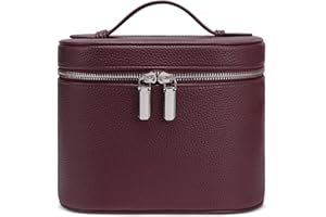 HONITTY Kosmetiktasche Damen, Make Up Tasche für Frauen, Reise Leder Kosmetikkoffer Schminktasche Hartschale, Travel Makeup Bag Cosmetic Case mit Fächern und Griff