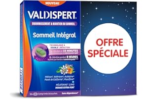 VALDISPERT - Sommeil Intégral - Endormissement & Maintien Du Sommeil - Complément Alimentaire À La Mélatonine et Plantes - Dosage Extra Fort 1,9mg - Sans Dépendance - Lot de 2x30 Comprimés - 60 nuits