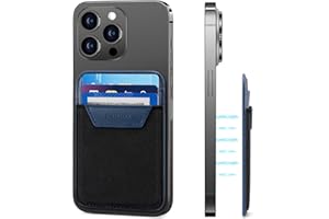 NUOKU Leder Magnetischer Kartenhalter, Kompatibel mit Magsafe Wallet für iPhone 15, 14, 13, 12 Serie, Nicht für 13 Mini/12 Mini, max. Platz für 7 Karten (Blau)