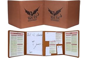 LUAZURI DND DM Screen 5e Dungeon Master Screen Deluxe Leather 4-Panel Customizable Magnetic Panel Game Master Screen with Magnetic Stickers, for Dungeons and Dragon, Pathfinder