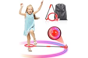colmanda Palla per Caviglia, Bambini Caviglia Salta Anello di Salto della Caviglia Caviglia con Luce LED Palla, Saltare Piedi Bambini Anello di Salto Lampeggiante per Bambini Divertente Gioco (Rosso)
