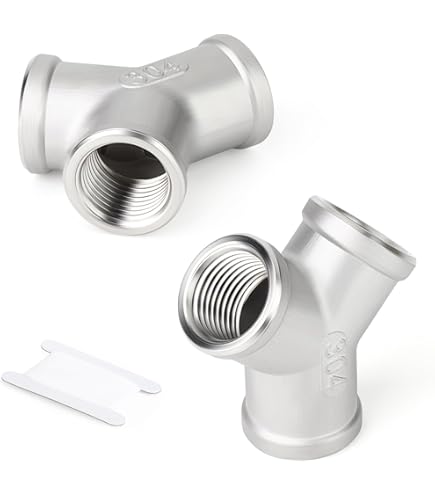 2 Stück Edelstahl Y-Stück 1/2 Zoll - 3-Wege Rohrverschraubung Für Wasser & Luft