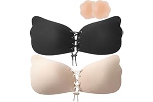 MASITT COTY Samoprzylepny zestaw biustonoszy do noszenia bez ramiączek i bez pleców, niewidoczny biustonosz z 2-częściowym wzorem, idealny do sukni wieczorowych, strojów kąpielowych i odzieży bez pleców