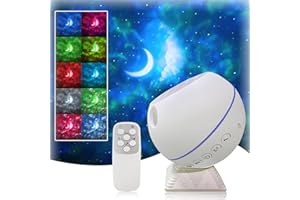 Moredig Galaxy Projector Light with Star Moon, Remote Nebula Stars Projector Night Light 10 Colors Ocean Wave, Star Projector for Bedroom Decor, Gifts for Kids Teen Boy Girl (Modern)
