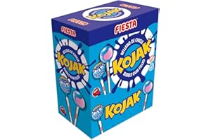 FIESTA Kojak Lot de 100 Pintallingues caramel avec bâton de saveur mûre garnie de chewing-gum