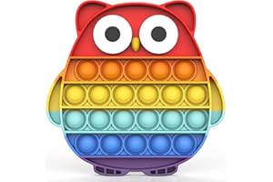 BDwing Silikonowa Zabawka Sensoryczna Push Bubble Pop Fidget, Trwała Tęczowa Zabawka Antystresowa, Sensoryczna Zabawka Lagodząca Lęk, Odpowiednia dla Dzieci, Rodziny i Przyjaciół (Sowa)