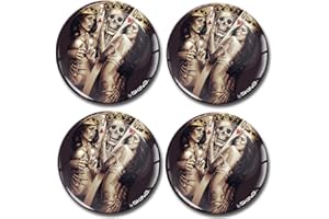 SkinoEu® 4 x 60mm 3D Silicona Adhesivo Pegatinas Stickers Universal Tapas de Rueda de Centro Tapacubos para Coche Auto Tuning Skull Craneo A 4660