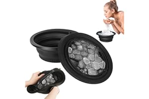 duozoanz Quick Cooling Foldable Silicone Wash Basin with Built-In Ice Tray, Face Ice Bath Bowl, Lavabo Portatile, Vasca per Il Bagno di Ghiaccio Pieghevole Portatile in Silicone con Gancio