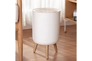 U2PICK Mini Trash Bin with Lid, 9 Liter Garbage Can, Modern Waste Bin with Legs, Plastic Trash Can Suitable for Kitchen, Bathroom, Bedroom, Living Room, Office, Outdoor, Dog Proof, Round