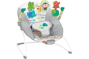 Bright Starts, Playful Paradise Babywippe Babyschaukel mit beruhigender Vibration und Spielzeug, Unisex, 0-6 Monate