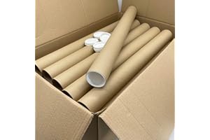 PATRONESMUJER 30 TUBOS DE CARTÓN RECICLADO PARA ENVÍO CON TAPAS DE PLASTICO. (63CM X 60MM)