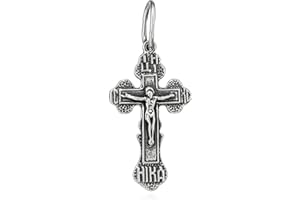 NKlaus Kettenanhänger Jesus Kreuz 925 Silber Orthodoxe Anhänger Glaubenssymbol K12