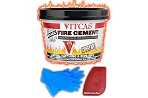 DECORATOR'S FRIEND Black Fire Cement for Wood Burning Stove, 500g - 1250°C Heat Resistant, Airtight Seal, Easy Use Repair Kit - Sealing and Patching Fireplaces, Stoves, Flue Pipes, Joints - w/Application Tool & Gloves