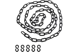 SYEYCW 1.5 Metri Catena di Plastica Nera, 6mm Barriera a Catena per Parcheggio, Barriera di Sicurezza in Plastica con 5 Ganci, per Avviso di Sicurezza Parcheggio, Controllo Della Folla, Traffico, Coda