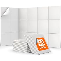 12 Panneaux Acoustiques Auto-adhésifs - 30x30x0.9cm - Isolation Sonore - Nid D'Abeille - Blanc