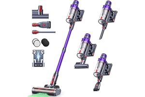 ‎SMOTURE SMOTURE Akku Staubsauger 50.000 Pa 65 Min Laufzeit mit Mini-Turbinendüse, Anti-Tangle-Staubsauger Kabellos mit Touchscreen & Automodus für Tierhaare/Teppiche/Hartböden/Auto, VAC02–Verbesserte Version