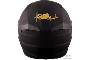 Artstickers 2 Unidades. Pegatinas para Casco Moto, Pegatinas decoración Moto. Latidos Cardio Moteros Moteras (Oro)