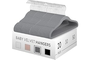 AVOS-DEALS-GLOBAL - Baby Grey Velvet Clothes Hanger, 20 Pack, Ultra-Thin Space Saving Organizers, Non-Slip Nursery Hangers for Babies, Infants, Toddlers and Kids