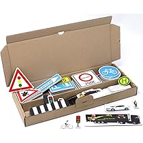Verkehrszeichen Spielzeug Set - 56-teiliges Lernspiel Für Kinder Mit Realistischen Straßenschildern Aus ABS