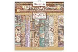 STAMPERIA INTERNATIONAL, KFT 10 Fogli per Scrapbooking cm 30,5x30,5 (12"x12") Maxi Background Selection-Lady Vagabond Lifestyle, Various, 5 cm