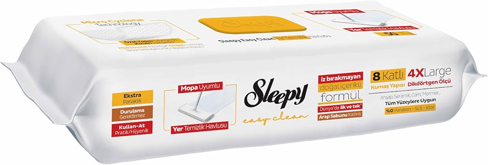 Sleepy Easy Clean Arap Sabunu Katkılı Mopa Uyumlu Yer Temizlik Havlusu&Mendili 50 Yaprak