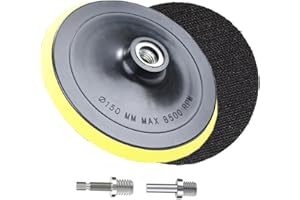 HOTCKB 2 Piezas Plato Lijado con Gancho y Bucle M14 de 150mm Discos de Lijado Almohadilla 6 Pulgadas Platos de Lijado incluye Mandril para Taladro/Amoladora Angular