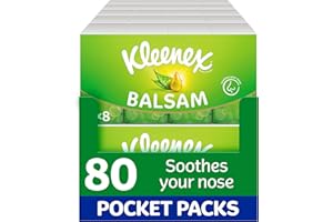 Kleenex® Balsam Pocket Tissues - 80 Pocket Packs of Travel Tissues - Balmcare to Protect and Soothe Your Nose for Cold & Flu