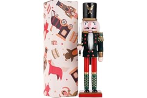 ‎COMBIUBIU COMBIUBIU 30 cm Nussknacker Figuren Holz Nussknacker Soldaten,Traditionelle Weihnachten Nussknacker Figuren Deko aus Kiefernholz für Zuhause Weihnachtsdekoration Weihnachtsschmuck, (Grün)